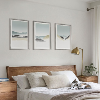 Bilder-3er-set mit rahmen Minimalistische Pastellberge