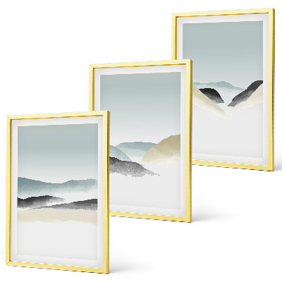 Bilder-3er-set mit rahmen Minimalistische Pastellberge
