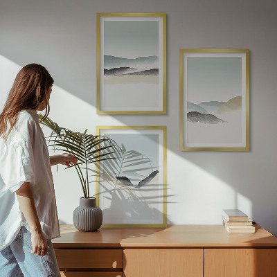 Bilder-3er-set mit rahmen Minimalistische Pastellberge