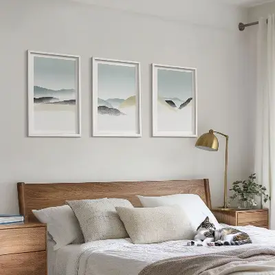Minimalistische Pastellberge 3er-Set Bilder mit Rahmen