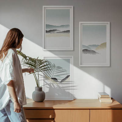 Bilder-3er-set mit rahmen Minimalistische Pastellberge