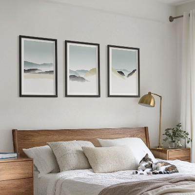 Bilder-3er-set mit rahmen Minimalistische Pastellberge