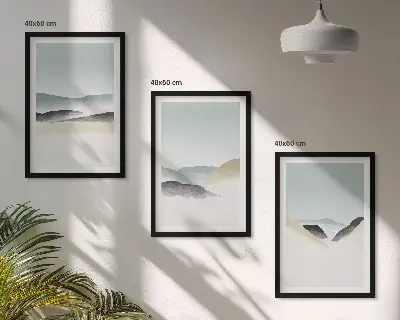 Minimalistische Pastellberge 3er-Set Bilder mit Rahmen