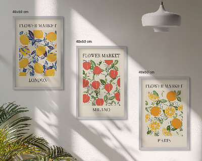 Gerahmtes bilderset Blumenplakate in Städten