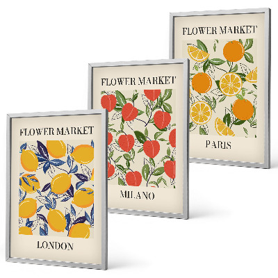 Gerahmtes bilderset Blumenplakate in Städten