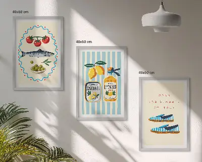 Gerahmtes Bilderset italienische Aromen und Lifestyle-Motive