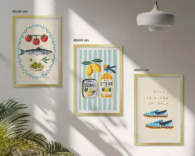 Gerahmtes Bilderset italienische Aromen und Lifestyle-Motive