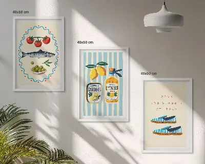 Gerahmtes Bilderset italienische Aromen und Lifestyle-Motive