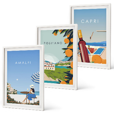 Gerahmtes bilderset Amalfi, Positano und Capri