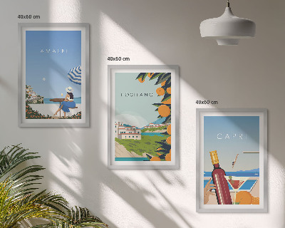 Gerahmtes bilderset Amalfi, Positano und Capri