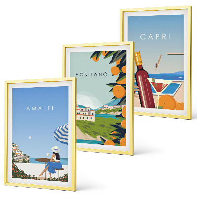 Gerahmtes bilderset Amalfi, Positano und Capri