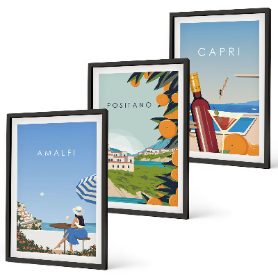 Gerahmtes bilderset Amalfi, Positano und Capri