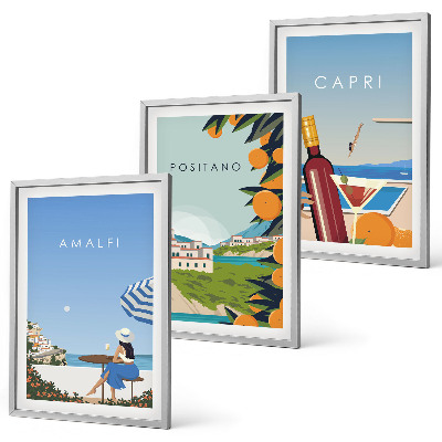 Gerahmtes bilderset Amalfi, Positano und Capri