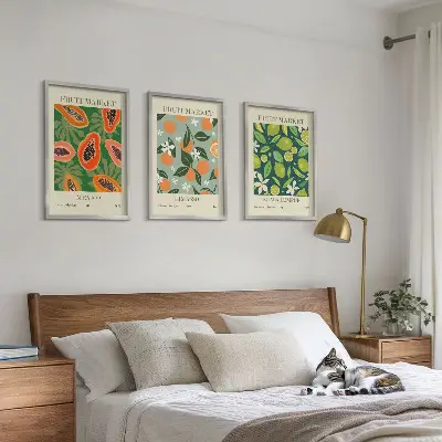 Vintage Poster mit Früchten 3er-Set inklusive Rahmen