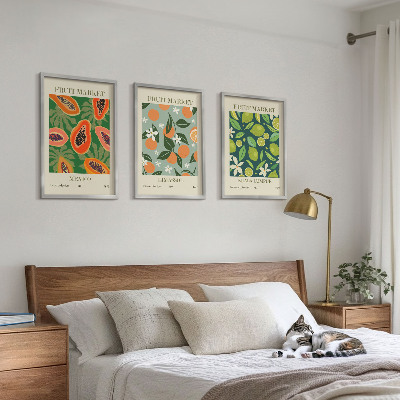 Bilder-3er-set mit rahmen Vintage-Poster mit Früchten