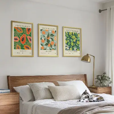 Vintage Poster mit Früchten 3er-Set inklusive Rahmen