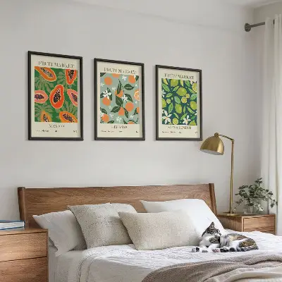 Vintage Poster mit Früchten 3er-Set inklusive Rahmen