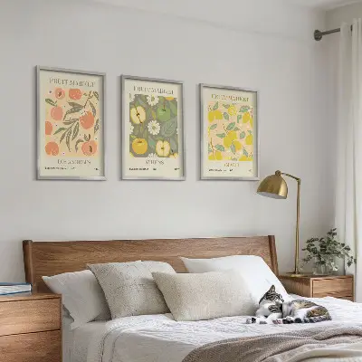 Gerahmtes Bilderset Retro-Poster mit Fruchtmotiven