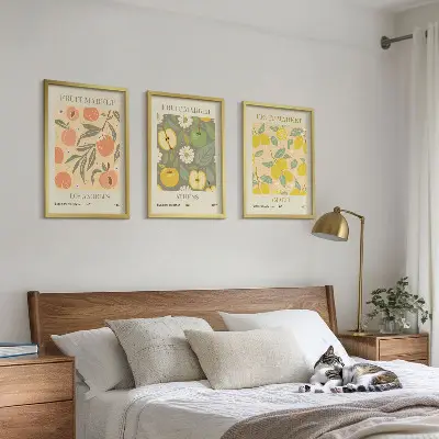 Gerahmtes Bilderset Retro-Poster mit Fruchtmotiven