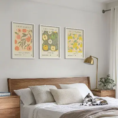 Gerahmtes Bilderset Retro-Poster mit Fruchtmotiven