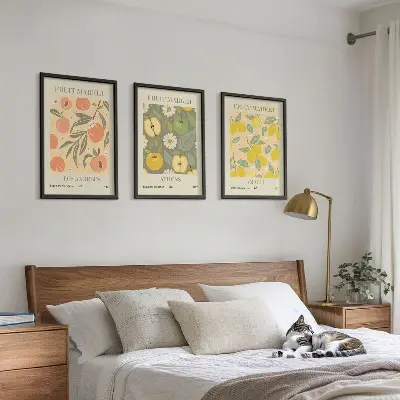 Gerahmtes Bilderset Retro-Poster mit Fruchtmotiven