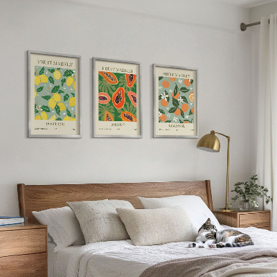 Gerahmtes bilderset Fruchtposter Zitronen Papayas