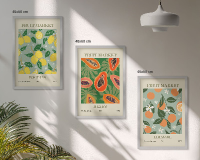Gerahmtes bilderset Fruchtposter Zitronen Papayas