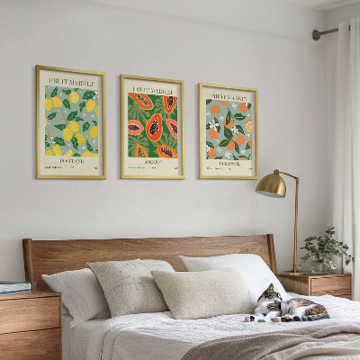 Gerahmtes bilderset Fruchtposter Zitronen Papayas