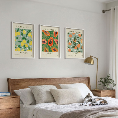 Gerahmtes bilderset Fruchtposter Zitronen Papayas