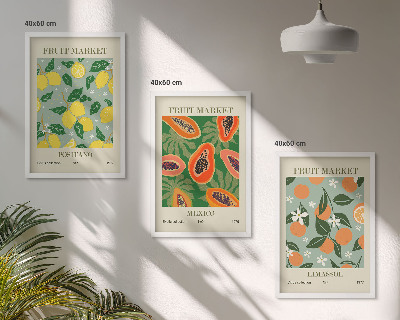Gerahmtes bilderset Fruchtposter Zitronen Papayas