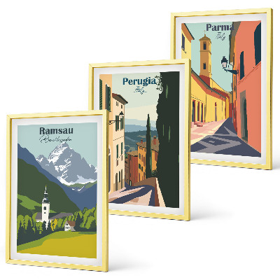 Gerahmtes bilderset Berglandschaften und Italien