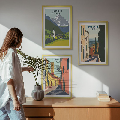 Gerahmtes bilderset Berglandschaften und Italien