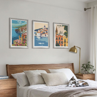 Bilder-3er-set mit rahmen Stadtlandschaften mit Gebäuden