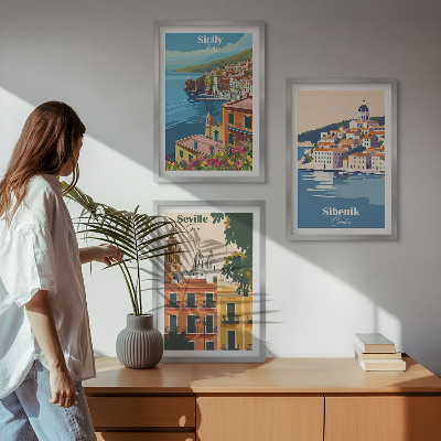 Bilder-3er-set mit rahmen Stadtlandschaften mit Gebäuden