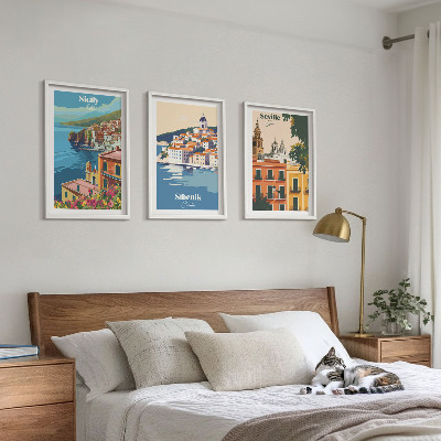 Bilder-3er-set mit rahmen Stadtlandschaften mit Gebäuden