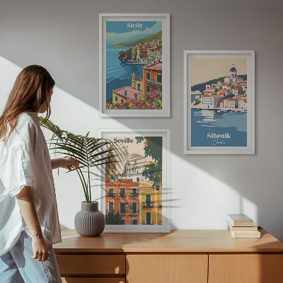Bilder-3er-set mit rahmen Stadtlandschaften mit Gebäuden