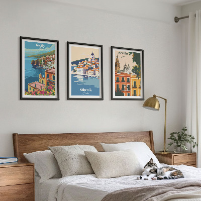 Bilder-3er-set mit rahmen Stadtlandschaften mit Gebäuden
