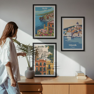 Bilder-3er-set mit rahmen Stadtlandschaften mit Gebäuden