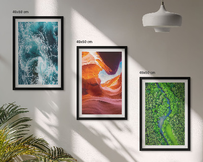 Bilder-3er-set mit rahmen Wasserbewegung Canyon grüner Wald