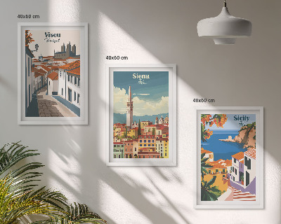 Gerahmtes bilderset Retro-Illustrationen von Weltstädten