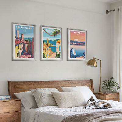 Bilder-3er-set mit rahmen Italienische Stadtlandschaften