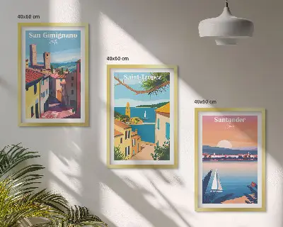 Italienische Stadtlandschaften Bilder-3er-Set mit Rahmen