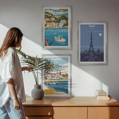 Bilder-3er-set mit rahmen Küstenstädte und Architektur