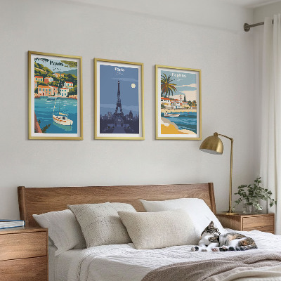 Bilder-3er-set mit rahmen Küstenstädte und Architektur