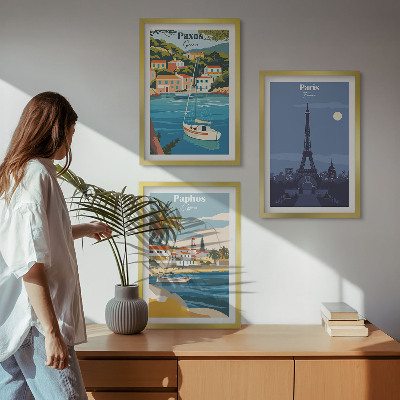 Bilder-3er-set mit rahmen Küstenstädte und Architektur
