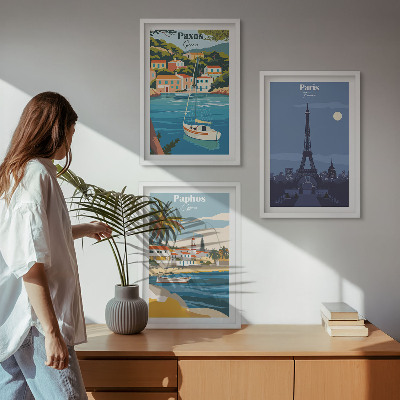 Bilder-3er-set mit rahmen Küstenstädte und Architektur