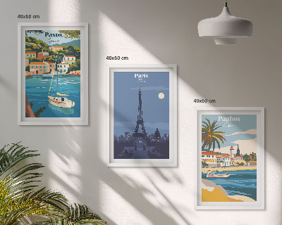 Bilder-3er-set mit rahmen Küstenstädte und Architektur