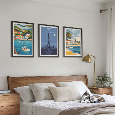 Bilder-3er-set mit rahmen Küstenstädte und Architektur