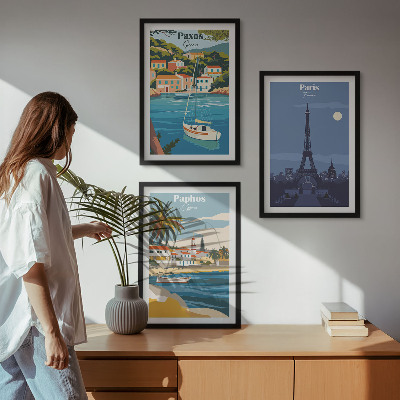 Bilder-3er-set mit rahmen Küstenstädte und Architektur
