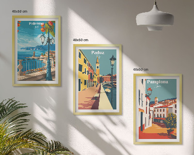 Gerahmtes bilderset Retro-Stadtillustrationen